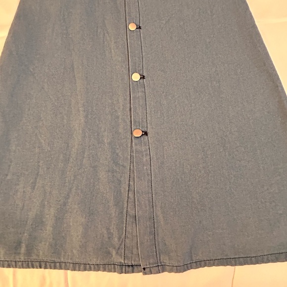 BaeVely 100% Cotton Denim Suspender Skirt with Full Button Front Detail - Picture 2 of 9